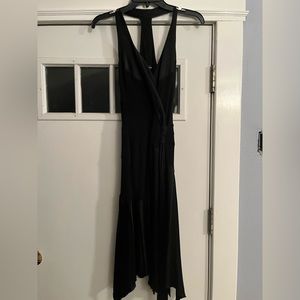 Bebe S black cocktail dress asymmetric him halter to racer back
